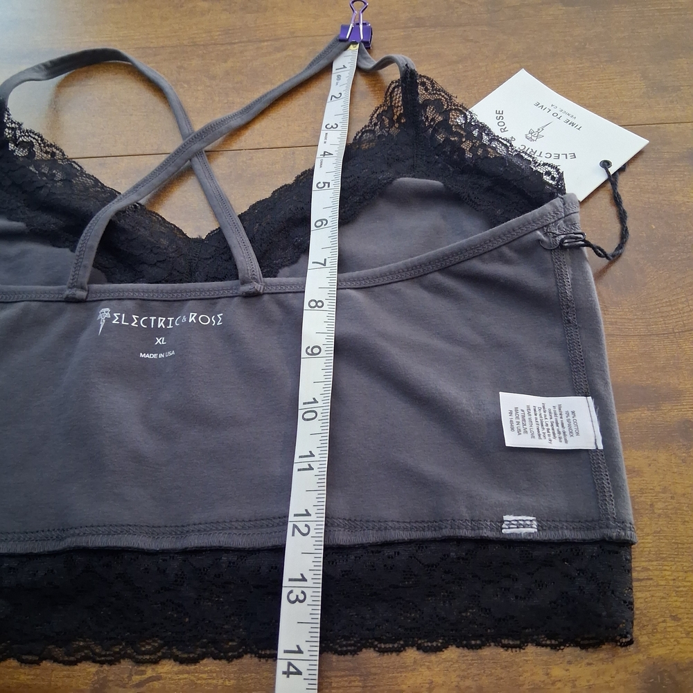 🆕️ Electric & Rose Grey Bralette with Black Lace Trim Womens XL - Picture 10 of 13
